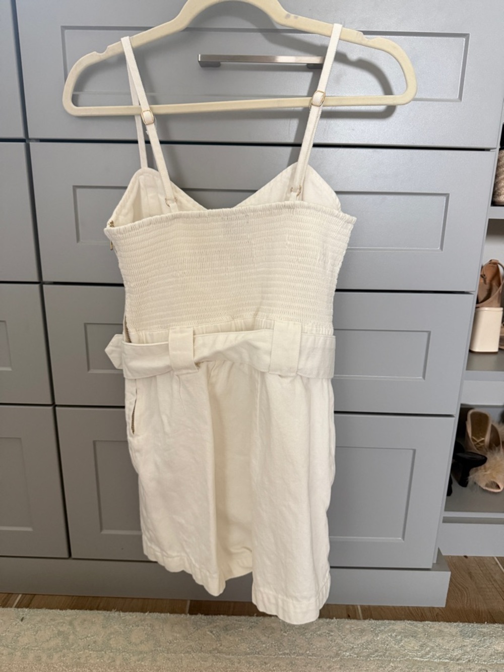 Show Me Your MuMu White Denim Sleeveless Belted Romper - Picture 3 of 4